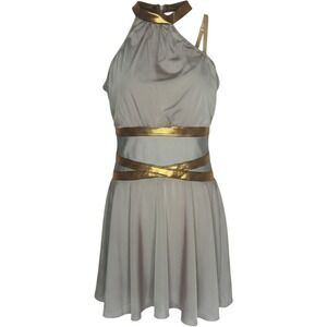 Revolution Dancewear Iced Sage Gold Lyrical Dance Costume Dress 793 Medium Adult